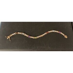 Ross Simons Bracelet Sterling Silver Amethyst Citrine Garnet Peridot Topaz 7.5”